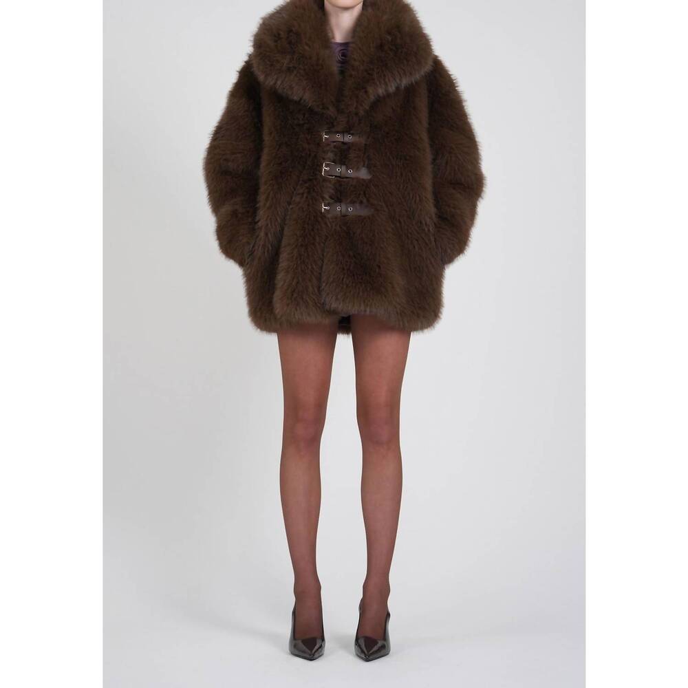 NEW NONCHALANT LABEL oslo faux fur jacket in brown